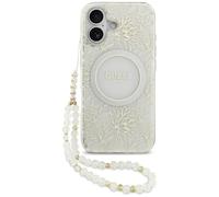 CG Mobile Guess IML Flower Electro Pearl Bracelet Compatible with MagSafe Case for iPhone 17 (White)
