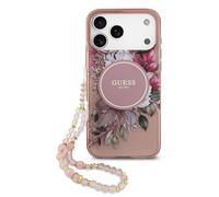Guess IML Flowers Strap Case with MagSafe for iPhone 17 Pro 6.3" Pink - GUHMP17LHFWBRCESP