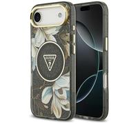 CG MOBILE Guess IML Glitter Flowers Triangle Compatible with MagSafe Case for iPhone Air (Black)