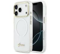 CG MOBILE Guess IML Gradient Font Metal Compatible with MagSafe Case for iPhone 17 Pro Max (White)