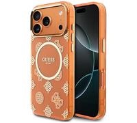 CG MOBILE Guess IML Peony Dot Compatible with MagSafe Case for iPhone 17 Pro Max (Orange)