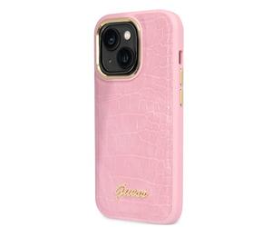 CG MOBILE GUESS iPhone 14 Case Crocodile Pattern PU Leather Protective Cover and Anti-Scratch Case with Access Ports, Shock Absorption and Signature Logo