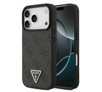 CG MOBILE Guess Leather 4G Triangle Rhinestone Compatible with MagSafe Case for iPhone 17 Pro (Black)