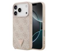 CG MOBILE Guess Leather 4G Triangle Rhinestone Compatible with MagSafe Case for iPhone 17 Pro (Pink)