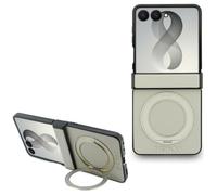 CG MOBILE Guess Magnetic Ring Kickstand Grained Classic Logo Compatible with MagSafe Case for Samsung Galaxy Z Fold8 Ultra (Beige)
