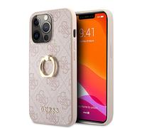 CG MOBILE Guess Phone Case for iPhone 13 Pro in Pink with Ring Stand, Anti-Scratch, Comfortable & Durable Hard Case with Accessible Ports, Shock Absorption & Signature Logo