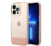CG MOBILE Guess Phone Case for iPhone 14 Pro Max in Pink Translucent Double Layer, Anti-Scratch PC/TPU, Comfortable & Durable Hard Case with Accessible Ports, Shock Absorption & Signature Logo