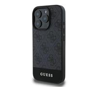 CG MOBILE Guess PU 4G Leather Hard Case With Bottom Stripe For iPhone 16 Pro - Grey