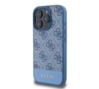 CG MOBILE Guess PU 4G Leather Hard Case with Bottom Stripe For iPhone 16 Pro Max, Premium Material, Extra Shield Protection, Precise Cutouts, Drop Protection, Slim Profile, Easy Snap-On - Blue