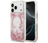 CG MOBILE Guess Resin Bottom Glitter Compatible with MagSafe Case for iPhone 17 Pro (Pink)