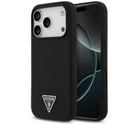 CG MOBILE Guess Silicone Triangle Logo Compatible with MagSafe Case for iPhone 17 Pro (Black)