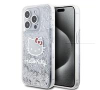 CG Mobile Hello Kitty HKHCP15LLIKHET Case for iPhone 15 Pro 6.1 Inch Silver Hard Case Liquid Glitter Charms Kitty Head