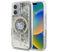 CG MOBILE Hello Kitty HKHMP16SLGDIK Case for iPhone 16 6.1 Inch Black and Gold Liquid Glitter Fever