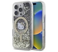 CG MOBILE Hello Kitty HKHMP16XLGDIK Case for iPhone 16 Pro Max 6.9 Inch Black and Gold Liquid Glitter Fever