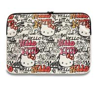 CG MOBILE Hello Kitty Sleeve HKCSZPDGPTE 14 Inch Beige Zip PU Tags Graffiti