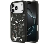 CG MOBILE Karl Lagerfeld Grained Pattern & Logo Compatible with MagSafe Case for iPhone 17 Pro (Black)