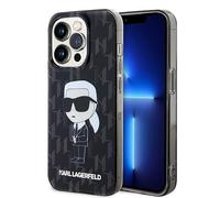 CG MOBILE Karl Lagerfeld IKonIK Monogram Hard Case For iPhone 15 Pro Max (Black)