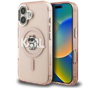 CG MOBILE Karl Lagerfeld IML Choupette Sketch Logo Compatible with MagSafe Case for iPhone 16 (Pink)