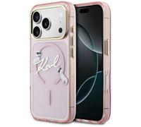 CG MOBILE Karl Lagerfeld IML Choupettes Karl Script Log Compatible with MagSafe Case for iPhone 17 Pro Max (Pink)