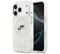 CG MOBILE Karl Lagerfeld IML Glitter Karl & Choupette Heads Logo Compatible with MagSafe Case for iPhone 17 Pro (Grey)