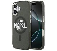 CG MOBILE Karl Lagerfeld IML Glitter Karl & Choupette Sketch Logo Compatible with MagSafe Case for iPhone 17 (Black)