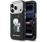 CG MOBILE Karl Lagerfeld Karl & Choupette Back Logo Compatible with MagSafe Case for iPhone 17 Pro (Black)