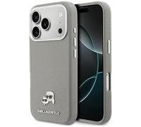 CG MOBILE Karl Lagerfeld Karl & Choupette Head Bolt Saffiano Compatible with MagSafe Case for iPhone 17 Pro Max (Grey)