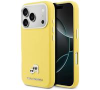 CG MOBILE Karl Lagerfeld Karl & Choupette Head Bolt Saffiano Compatible with MagSafe Case for iPhone 17 Pro (Yellow)