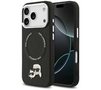 CG MOBILE Karl Lagerfeld Karl & Choupette Pins Compatible with MagSafe Case for iPhone 17 Pro Max (Black)