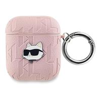CG Mobile Karl Lagerfeld KLA2PGCHPP Case for AirPods 1/2 Pink Monogram Choupette Head