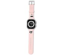 CG MOBILE Karl Lagerfeld KLAWLSLKCNP Watch Strap for Apple Watch 42/44/45/49 mm Pink Strap 3D Rubber Karl & Choupette Heads, Silicone