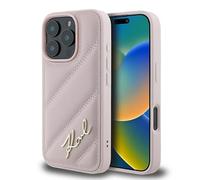 CG MOBILE Karl Lagerfeld KLHCP16XPQDSMGP Case for iPhone 16 Pro Max 6.9 Inch Pink Hard Case Quilted Signature