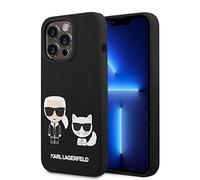 CG MOBILE Karl Lagerfeld KLHMP14LSSKCK Case for iPhone 14 Pro 6.1 Inch Hard Case Black/Black Liquid Silicone Karl & Choupette