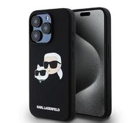 CG Mobile Karl Lagerfeld KLHMP15LSKCHPPLK Phone Case Cover for iPhone 15 Pro 6.1 Inch Black Hard Case Silicone Karl & Choupette