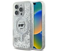 CG MOBILE Karl Lagerfeld KLHMP16LLGCHSGH Case for iPhone 16 Pro 6.3 Inch Transparent Liquid Glitter Choupette Head