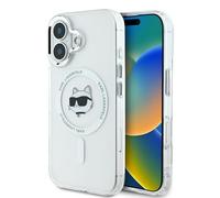 CG MOBILE Karl Lagerfeld KLHMP16SHLSCHH Case for iPhone 16 6.1 Inch White Hard Case IML Metal Choupette Head