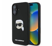CG Mobile Karl Lagerfeld KLHMP16SSKHPPLK Case for iPhone 16 6.1 Inch Black Hard Case Silicone Karl Head Print