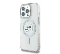 CG MOBILE Karl Lagerfeld KLHMP16XHLSKCH Case for iPhone 16 Pro Max 6.9 Inch White Hard Case IML Metal Karl & Choupette Head