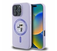 CG MOBILE Karl Lagerfeld KLHMP16XSCMKCRHU Case for iPhone 16 Pro Max 6.9 Inch Purple Hard Case Silicone Karl & Choupette Heads Ring