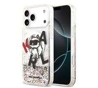 CG MOBILE Karl Lagerfeld Liquid Glitter Choupette Logo Compatible with MagSafe Case for iPhone 17 Pro Max (Transparent)