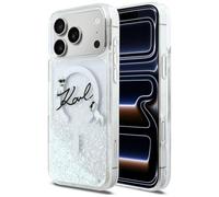 CG MOBILE Karl Lagerfeld Liquid Glitter Karl Script Log Compatible with MagSafe Case for iPhone 17 Pro Max (Transparent)