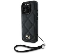 Karl Lagerfeld Quilted Initial Logo with Chain Strap Case iPhone 16 Pro Black
