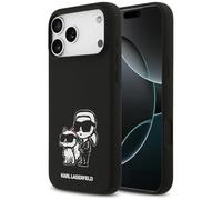 CG MOBILE Karl Lagerfeld Silicone Case with K&C Sketch and Logo Compatible with MagSafe Case for iPhone 17 Pro Max (Black)