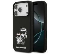 CG MOBILE Karl Lagerfeld Silicone Case with K&C Sketch and Logo Compatible with MagSafe Case for iPhone 17 Pro (Black)