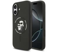 CG MOBILE Karl Lagerfeld Silicone Ring Karl & Choupette Compatible with MagSafe Case for iPhone 17 (Black)