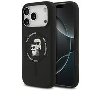 CG MOBILE Karl Lagerfeld Silicone Ring "Karl & Choupette" Compatible with MagSafe Case for iPhone 17 Pro Max (Black)