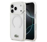 CG MOBILE Lacoste Shockproof Transparent Frosted Compatible with MagSafe Case for iPhone 17 Pro Max (White)