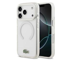 CG MOBILE Lacoste Shockproof Transparent Frosted Compatible with MagSafe Case for iPhone 17 Pro Max (White)