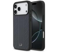 CG MOBILE Mercedes Leather Laurel Leaves Stripes Compatible with MagSafe Case for iPhone 17 Pro Max (Blue)