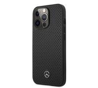 CG MOBILE Mercedes-Benz Phone Case for iPhone 13 Pro in Black Full Perforated, Real Leather Protective, Durable & Anti-Scratch Case with Accessible Ports, Shock Absorption & Signature Logo
